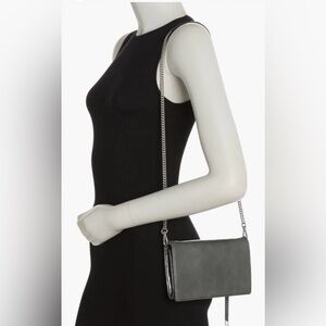 AllSaints Fetch Ash Grey Leather Chain Crossbody Wallet All Saints NWT 2 straps